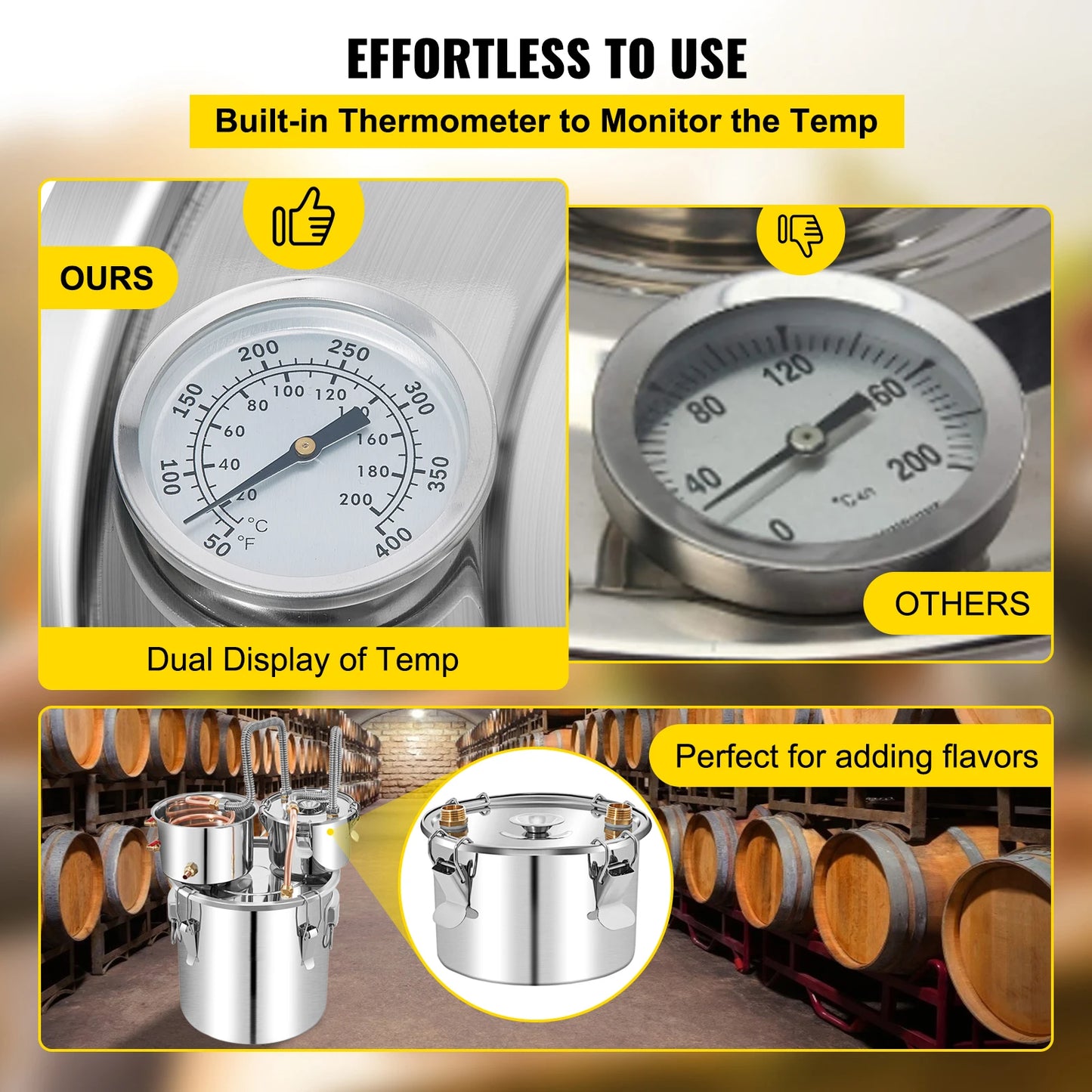 SucceBuy 50L Alkohol Wasser Destilliergerät Flasche Moonshine Ausrüstung Edelstahl Braumaschine für Whisky Wein Bier Spender