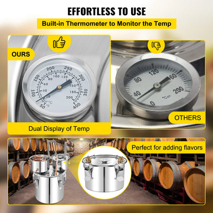 SucceBuy 50L Alkohol Wasser Destilliergerät Flasche Moonshine Ausrüstung Edelstahl Braumaschine für Whisky Wein Bier Spender
