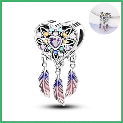 925 Sterling Silber Traumfänger-Anhänger mit Zirkonia, passend für DIY-Armband, Halskette, Geschenk für Sie, Colgante Plata