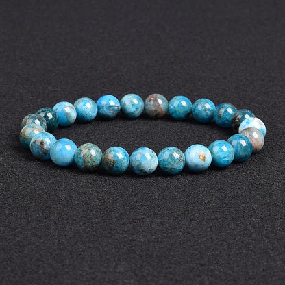 Genuine natural stone bracelet: Apatite, Lapis Lazuli, Agate, Crystal, Tiger's Eye. High-quality gemstone bead bracelet. Men's jewelry bangle.