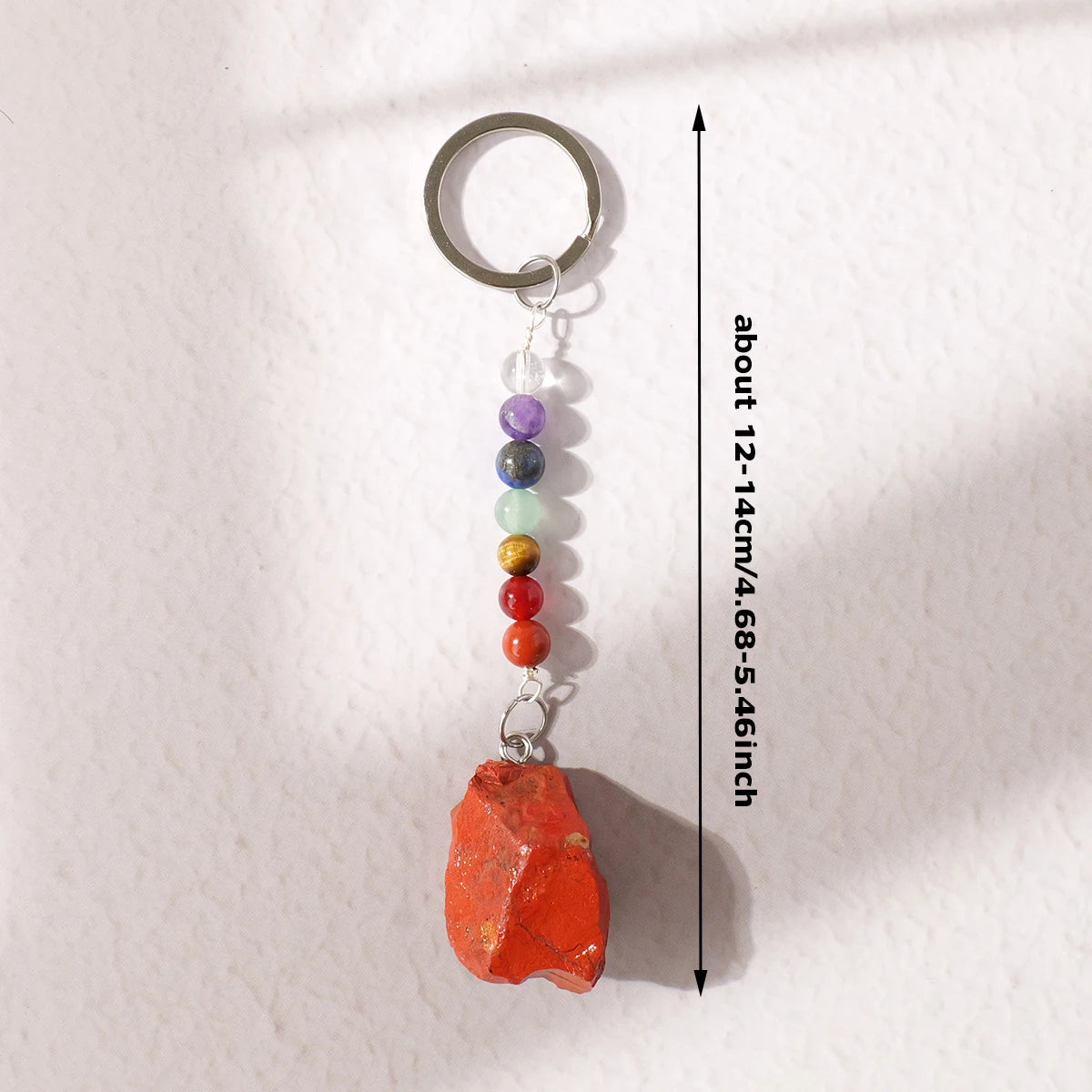 1 Stück natürlicher Kristall-Schlüsselanhänger mit sieben Chakra, Kristall-Rohstein-Anhänger, handgefertigter Schmuck, Festival-Geschenk