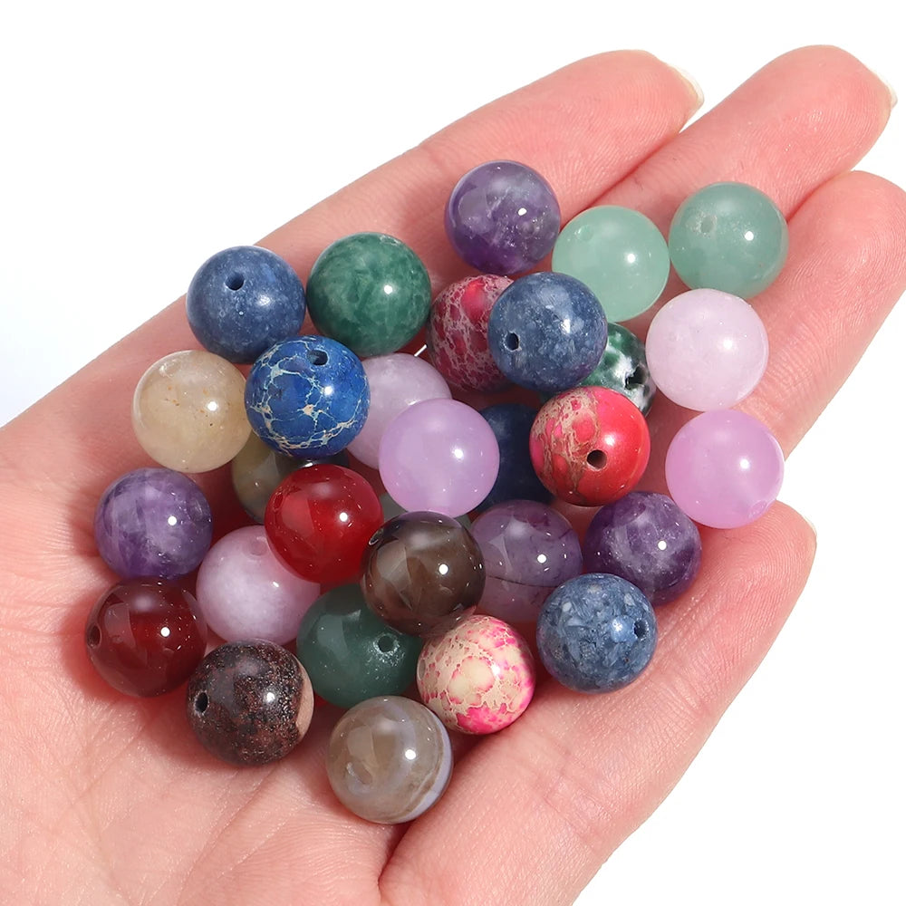 20–100 Stück, 4, 6, 8, 10, 12, 14 mm, Natursteinperlen, gemischte Farben, runde lose Perlen für Schmuckherstellung, DIY-Halskette, Armbänder, Zubehör