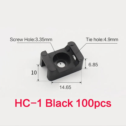 100 Stück Kabelbinder-Halterung, Kabelbefestigungssattel, Kabelklemme, Kabelorganisator, Drahtclip-Halter mit Schraubenlöchern HC-1 HC-2 HC-4