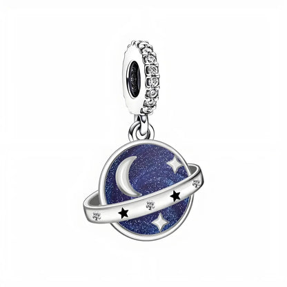 Blaue Serie 925 Sterling Silber Globus Schneeflocke Tanzschuhe Krone Charm Passend für DIY Armband Halskette Elegante Partygeschenke