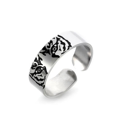 Retro Poseidon Kompass Ring versilbert Hexagramm Öffnung verstellbarer Ring Männer und Frauen Hip-Hop Trend Schmuck Geschenk