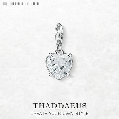 Heißer Modeschmuck, weißer Zirkon-Herz-Anhänger, baumelnder Charme, reines 925er-Sterlingsilber, romantisches Geschenk für Frauen