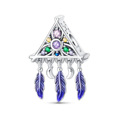 Funkelnde 925er-Sterlingsilber-Charm mit buntem Zirkon, festen Clip-Perlen und Engel-Anhänger, passend für Armbänder und Halsketten, exquisite Geschenke