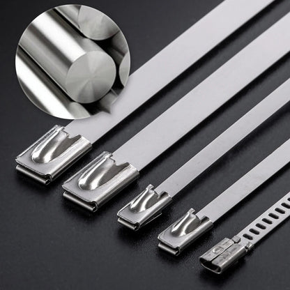 100 Stück 4,6mm 304 Edelstahl Metall-Kabelbinder Multifunktionale Selbstverriegelnde Kabelbinder Zip-Auspuff-Ummantelung Beschichtete Verriegelung