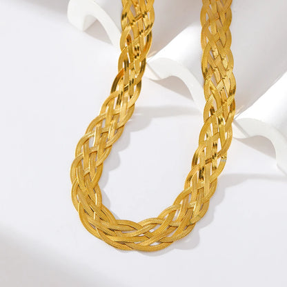 GANEMLY 316L Edelstahl Gold Farbe Gewebte Kette Halskette Für Frauen Mode Hals Kette Kragen Wasserdicht Schmuck Geschenk