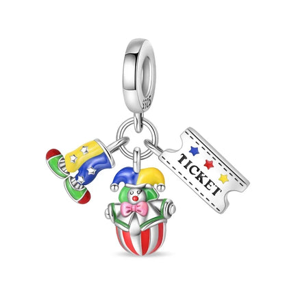 Vergnügungspark-Charm aus 925er-Sterlingsilber, Riesenrad, Achterbahn, Zirkus, Clown, Karussell, passend für DIY-Armbänder, Halsketten, Souvenir