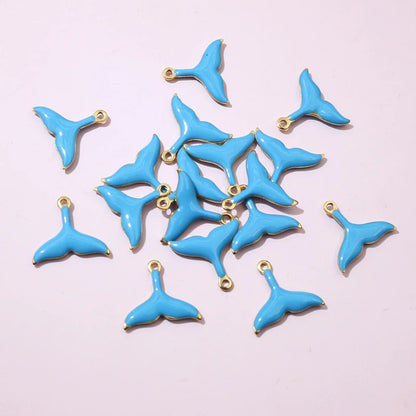 20 Stück 10x11mm Edelstahl Kleine Meerjungfrau Schwanz Anhänger Emaille DIY Schmuck Herstellung Zubehör Zubehör Halskette Ohrringe