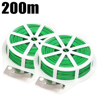 20/300 m Garten-Twist-Krawatten, Umreifungsdraht, wiederverwendbar, für Blumen, Pflanzen, Klettern, unterstützt Riemen, selbstschneidender Gehstock, fester Draht, Kabelbinder