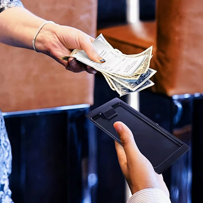 10 Stück schwarze Rechnungsablage, Kunststoff-Münztablett, Bar-Rechnungstablett, kleines Rechnungstablett für Kellnerinnen, Rechnungsablage für Gäste, Rechnungsablage für Restaurants, Bars und Hotels