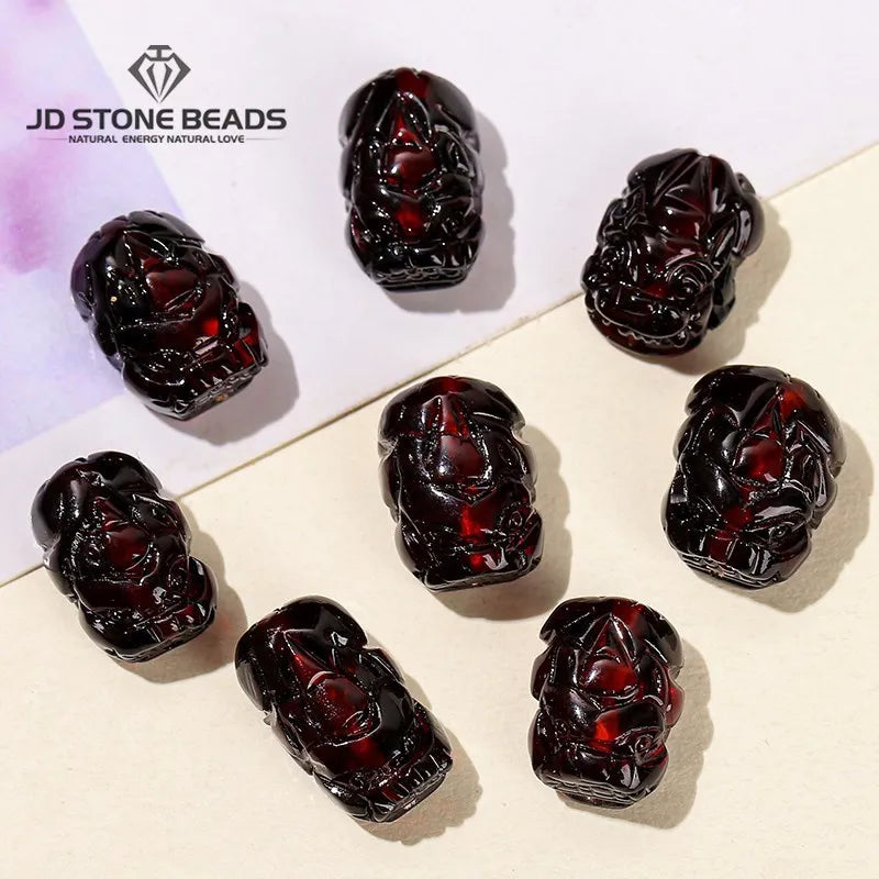 1 pc natürliche blutrote bernstein farbene Pixiu Perle mit Loch Reichtum Amulett Spacer Perle für Schmuck machen DIY Halskette Armband Zubehör