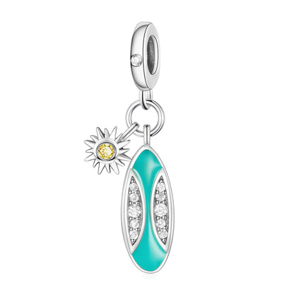 Gemütlicher Charm aus 925er-Sterlingsilber für Strandausflüge, hawaiianischer Bikini, Surfen, Kokosnussbaum, passend für DIY-Armbänder, Halsketten, Reisesouvenirs