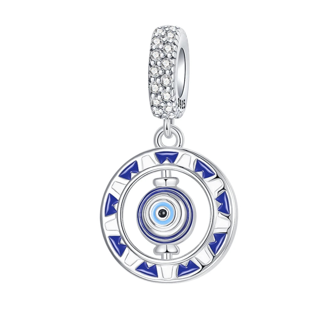 Anhänger Fatimas Hand Nazar Eye Massives 925er Sterlingsilber, baumelnder Charm-Schutz-Anhänger für Damen, Sommer, edler Schmuck