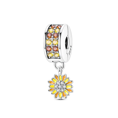 Silberverschluss, 925er-Sterlingsilber, CZ-Pflaster-Clip-Charms, Gänseblümchen-Perlen, Stopper, Sicherheitskette, passend für Original-Armreif, Schmuck-Clip