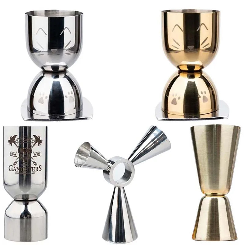Edelstahl-Cocktail-Jigger, 30/60 ml, doppelseitiger Messbecher, Barkeeper, Werkzeug, Bar-Zubehör, Gold, Silber, Kupfer, 20/40 ml Becher