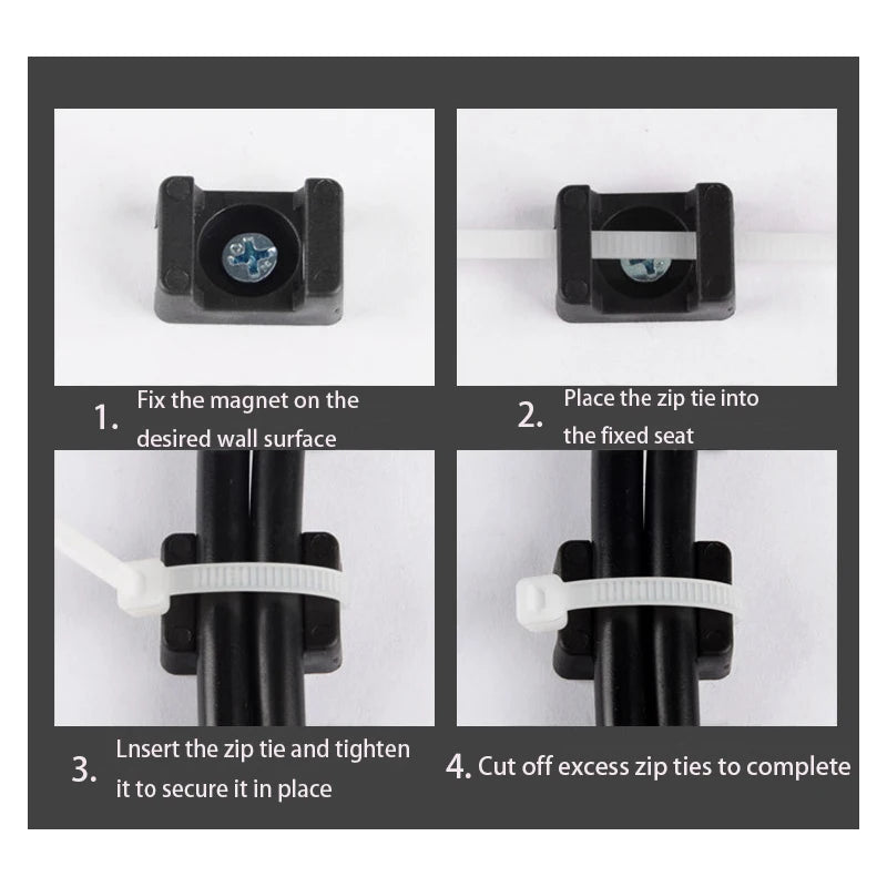 2/4/8 stücke Starke Gummi Magnet basis Feste Kabelbinder Halter Sattel Geformt Mit Kabelbinder Clips Kabel Schnallen rohr Montage Halter