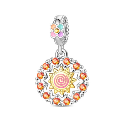 Kürbishaus-Perlen und Kuchen-Donut-Herzform aus 925er-Sterlingsilber, dreifach baumelnder Charm, passend für Armbänder, goldene orangefarbene Anhänger-Geschenke