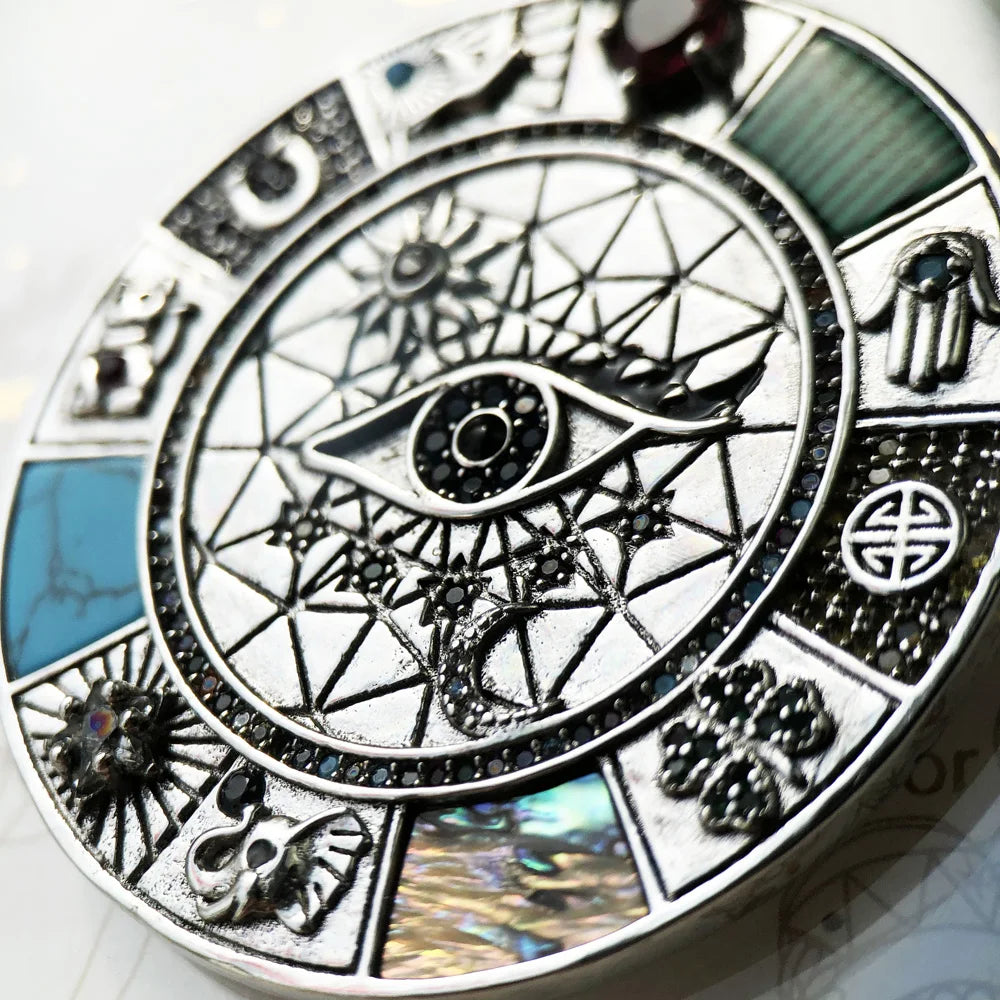 Amulett Magische Glück Symbol Baum Blume Karma Whell Sonne Vogel Schmetterling Anhänger Schmuck 925 Sterling Silber Geschenk Für Frauen Männer