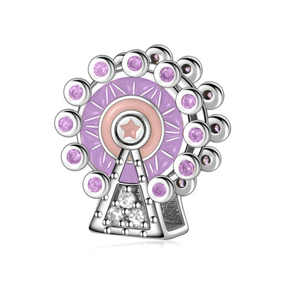 Lila Serie 925 Sterling Silber Traubenblüten Weinflasche Lebensbaum Tulpen Schnur-Dekoration Passend für DIY Armband Halskette Geschenk