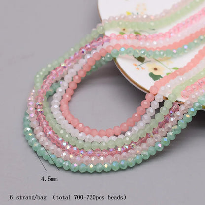 4 mm Farbschema, 6 Stränge/Beutel, Rondelle-Kristallglasperlen, facettierte lose Distanzperlen für Schmuckherstellung, Schmuck, DIY-Halskette