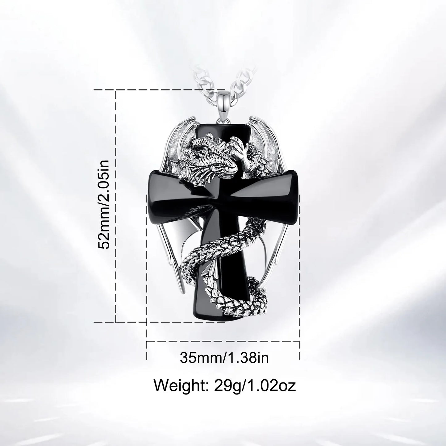 Eudora Drache Twining Kreuz Obsidian Halskette Punk Natürlicher Heilstein Kristall Anhänger Spiritueller Schmuck Meditation Feines Geschenk