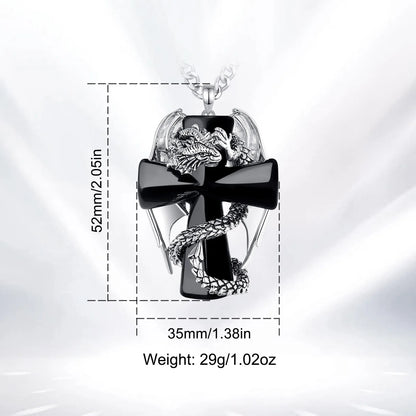 Eudora Drache Twining Kreuz Obsidian Halskette Punk Natürlicher Heilstein Kristall Anhänger Spiritueller Schmuck Meditation Feines Geschenk