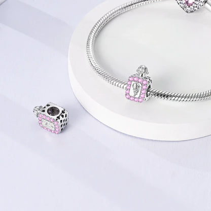 Rosa Charms aus 925er-Sterlingsilber, Perlen, Schmetterling, Parfümflasche, Krone, herzförmiger Zirkon, Charms für Frauen, feiner DIY-Schmuck, Geschenke