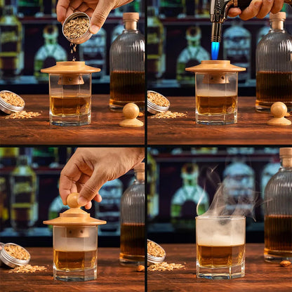 Cocktail-Rauchset, Whisky, altmodischer Getränker mit Fackel, Bar-Zubehör, aromatisierte Getränke, Bourbon-Liebhaber, Holzspäne, Herren