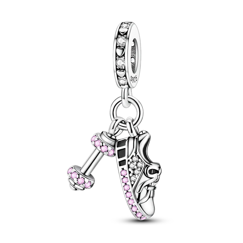 Original-Charm-Perle aus 925er-Sterlingsilber mit eingelegtem Zirkonium, Schleife, Liebesherz, Ballon-Anhänger, passend für Armbänder, DIY-Schmuckmarkierung
