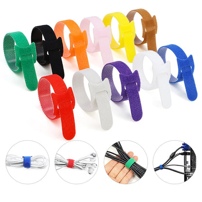 50 Stück lösbare Kabelbinder, farbige Nylon-Schlaufen und Klettverschluss-Bänder, Kabelbinder, Kabelorganisator, Mehrzweck-Bündelungsband