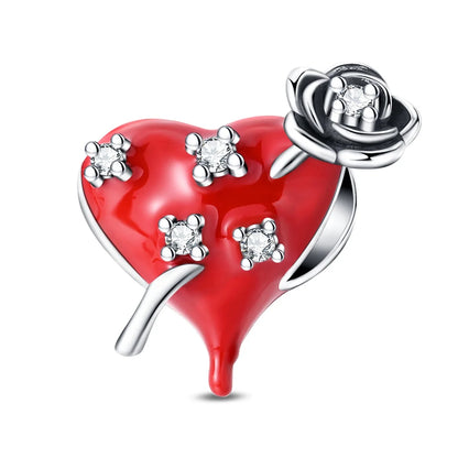 Rote Serie 925er Sterlingsilber Kamera Apfel Herzförmiger Koi Feuerwerkskörper Gott Reichtum Charm Passend für DIY Armband Halskette Partygeschenke