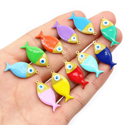 10 Stück 25x11mm Edelstahl Emaille Fisch Charms Anhänger niedlich DIY Schmuck Herstellung Zubehör für Halsketten Ohrringe Armbänder