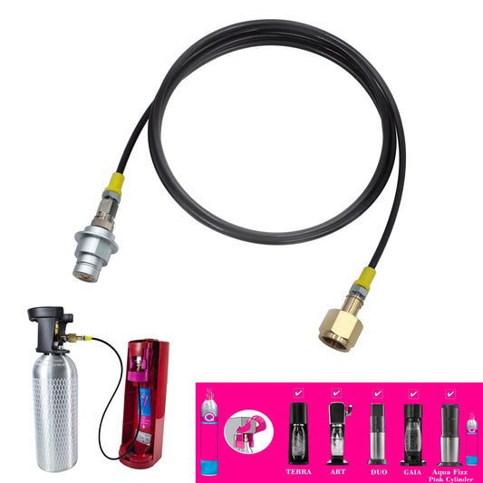 2025 Soda Water Terra DUO ART Gaia Schnellanschluss-Adapter-Schlauch-Set zum externen CO2-Tankzylinder W21,8 CGA320 G3/4 Tankadapter