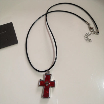 Gothic Rotes Kreuz Stern Herz Anhänger Halskette Für Frauen Männer Hip Hop Straße Vintage Y2K Grunge Punk Y2K Ästhetischen Schmuck Geschenke