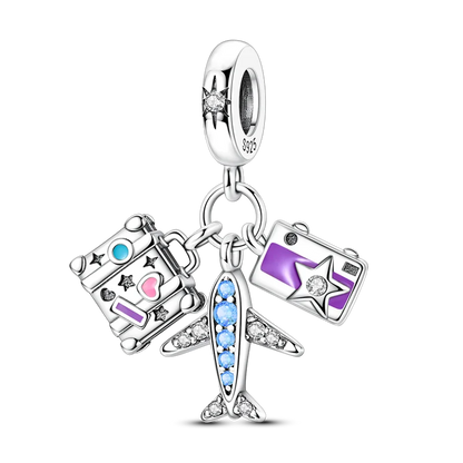 Reisepass-Charms aus 925er-Sterlingsilber, passend für Original-Armbänder, DIY-Flugzeug-Erde-Perlen für die Schmuckherstellung als Geschenk