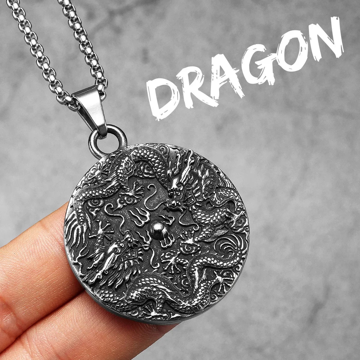 Chinesischen Drachen Amulett Männer Halsketten Edelstahl Anhänger Kette Frauen Schmuck Coole Dinge Männliche Zubehör Geschenke Großhandel