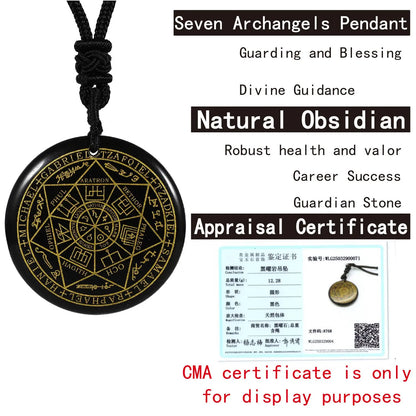 Sieben Erzengel Amulett Naturkristall Quarz Anhänger Michael Männer Siegel von Solomon Talisman Halskette Schutz Schmuck Kragen