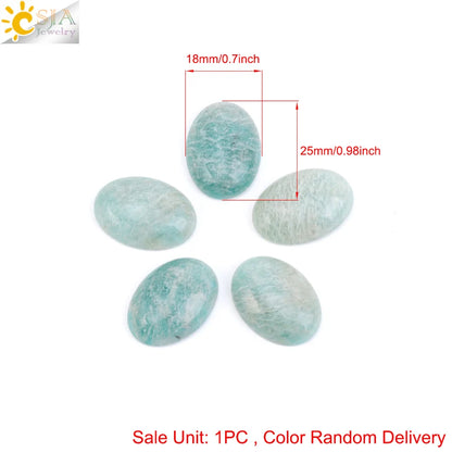 1pc Naturstein Perlen Amazonit Cabochon Oval Flache Lose Perlen für DIY Schmuck Machen Halskette Ring Anhänger Zufällige Farbe h755