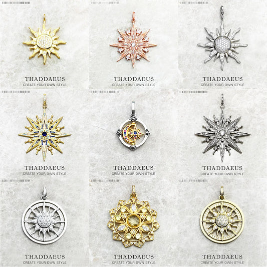 Anhänger Sun Star CZ Pave Sommer Winter Neu 925 Sterling Silber Edlen Schmuck Europa Stil Accessoires Geschenk für Männer Frau