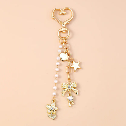 Aihua süße Y2K Metall Perle Liebe Herz Schleife Schlüsselanhänger für Frauen Mädchen Handtasche Anhänger DIY Schlüsselanhänger handgemachte Schmuck Geschenke