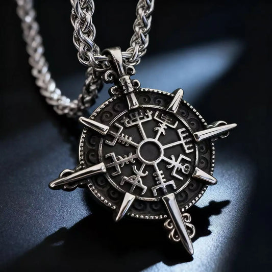 HNSP 316L Edelstahl Viking Rune Kompass Anhänger Kette Halskette Für Männer Schmuck Vintage Zubehör