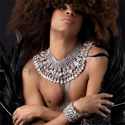 Übergroße runde Strass-Halskette für Mädchen und Frauen, Accessoires, luxuriöse Hochzeitsdekoration, Schmuck, Geschenke, extravagante Halskette