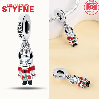 S925 Silber Weihnachten Schneeflocke Charms Herzförmige Glänzende Zirkon Perle Fit Original Armband Diy Edlen Schmuck Weihnachten Geschenk