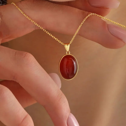 Halskette aus 14 Karat Gold mit natürlichem Karneol, handgefertigt, zierlicher heilender roher Kristallschmuck, Kristallstein-Schmuck, Liebesanhänger für ihre Frauen
