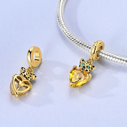 Original-Charm-Perlen aus 925er-Sterlingsilber, goldener Leopard, Glühwürmchen, Schmetterling, Heißluftballon-Perlen, passend für DIY-Armbänder, edler Schmuck
