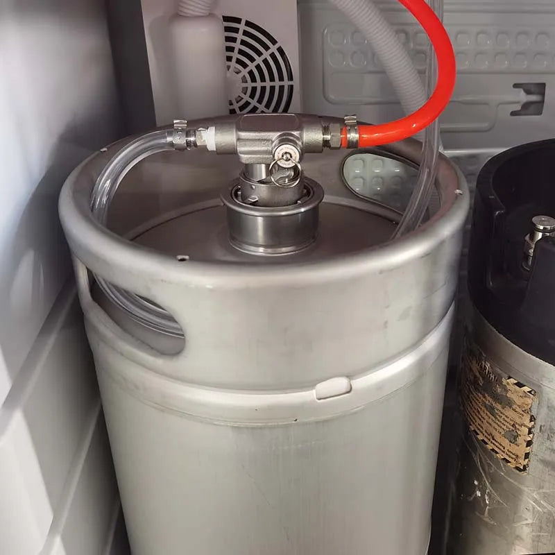 Komplett aus Edelstahl mit niedrigem Profil und platzsparendem PRV-Bierfass-Anschluss, D/S-System, 1/4 Zoll Stab, Bier aus 3/8 Zoll Stabgas