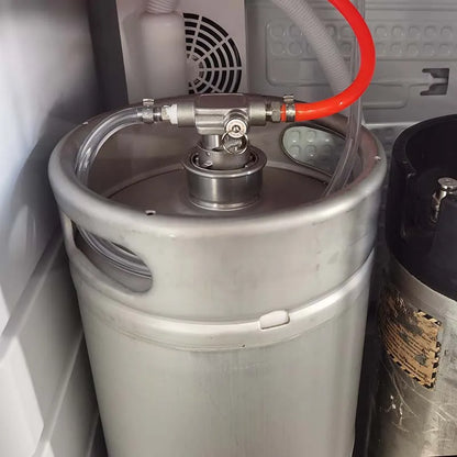 Komplett aus Edelstahl mit niedrigem Profil und platzsparendem PRV-Bierfass-Anschluss, D/S-System, 1/4 Zoll Stab, Bier aus 3/8 Zoll Stabgas